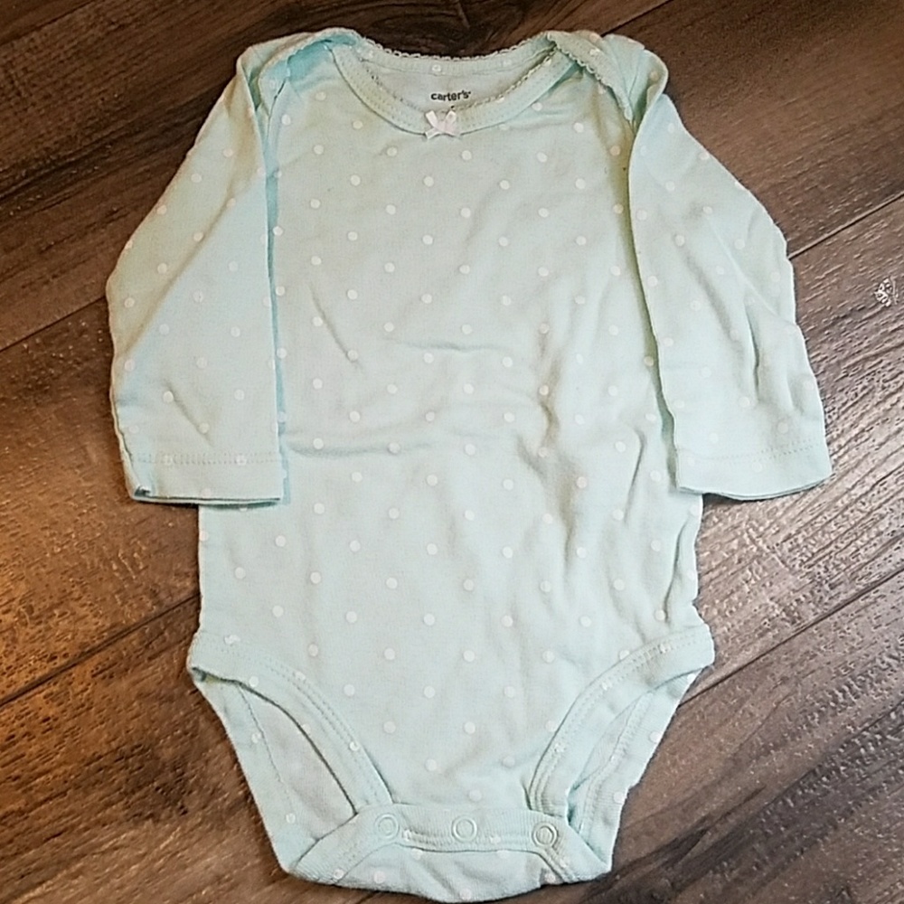 Teal polka dot onsie